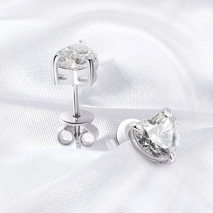1CT 2CT 4CT Heart Cut Moissanite Stud Earrings for Women Luxury Quality Lab Diamond S925 Sterling Silver Bride Jewelry