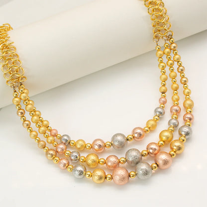 2025 New Multi Layer Women Jewelry Set Matte Frosting Texture Round Beads Necklace Set For Bridal Wedding Jewellwey Gift