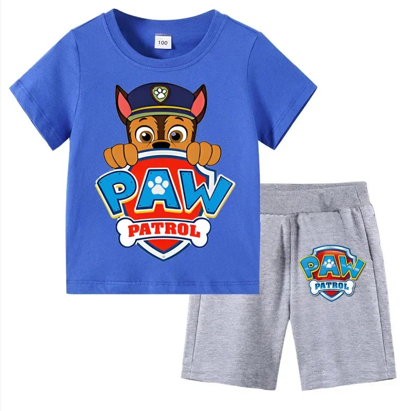 Kids Set Boys Short Sleeve T-Shirt Top+Shorts 2-Piece Outfits Boys Cartoon Suit 3-8Years Children Clothes For Summer