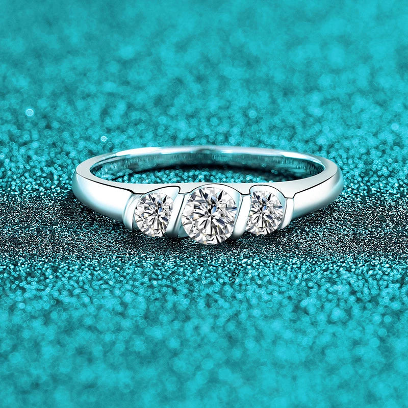 Full D VVS1 Moissanite Ring for Women 925 Sterling Silver with 18 K Gold Plated Wedding Party Women's Ring Fine Jewelry