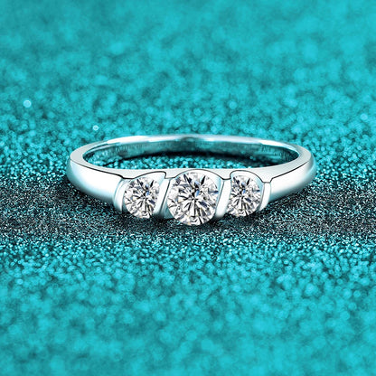 Full D VVS1 Moissanite Ring for Women 925 Sterling Silver with 18 K Gold Plated Wedding Party Women's Ring Fine Jewelry