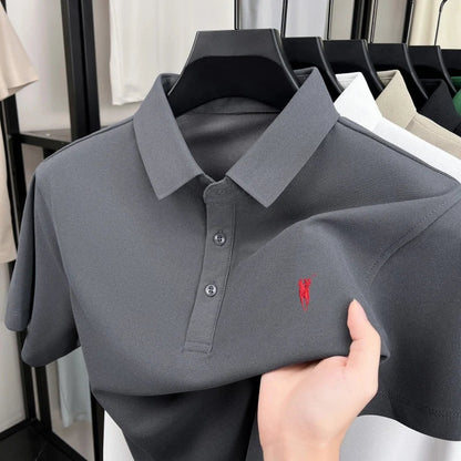 Luxury brand pony embroidery short sleeve polo shirt summer breathable solid color casual men T-shirt fashion high-end Paul top