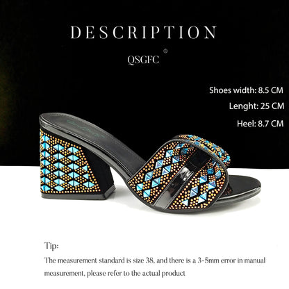 Italian Style Women Banquet Shoes And Bag With Rhinestone Decoration Three-Dimensional Small Bag Match Women High Heel