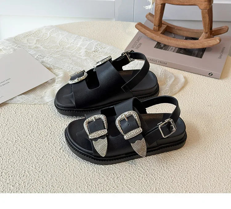 Children Sandals for Girls 2025 Summer New Fashion Korean Style Soft Bottom Anti-slippery Versatile Princess Outside Beach Shoes