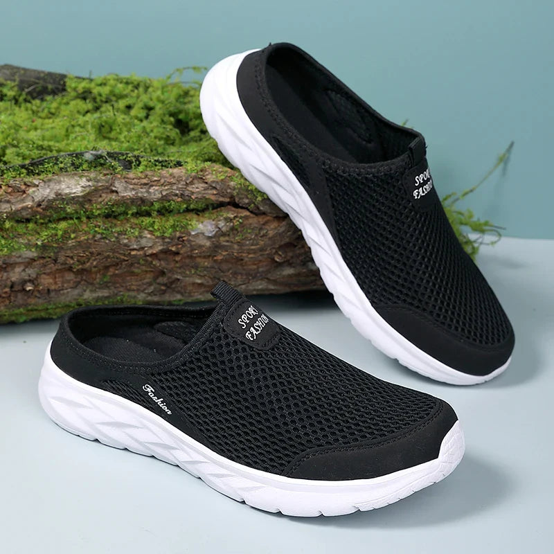 Casual Shoes Men Summer Half Shoes Slippers Slides Slip on Shoes Men Mesh Breathable Soft Comfortable Slippers for Men