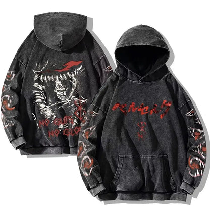 Anime Clothing Guts Cool Graphic Print Hooded Men Women Oversized Hoodies Cooton Casual Sweatshirt Harajuku Streetwear