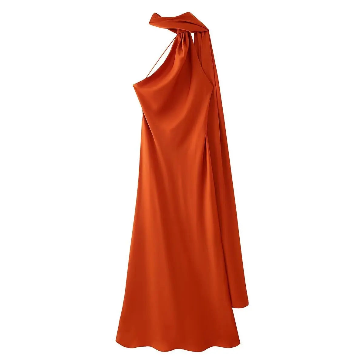 Elegant Women's Soft Silk Satin Long Dress Halter Backless Sleeveless Maxi Dresses Summer Lady Long Ribbon Party Gowns