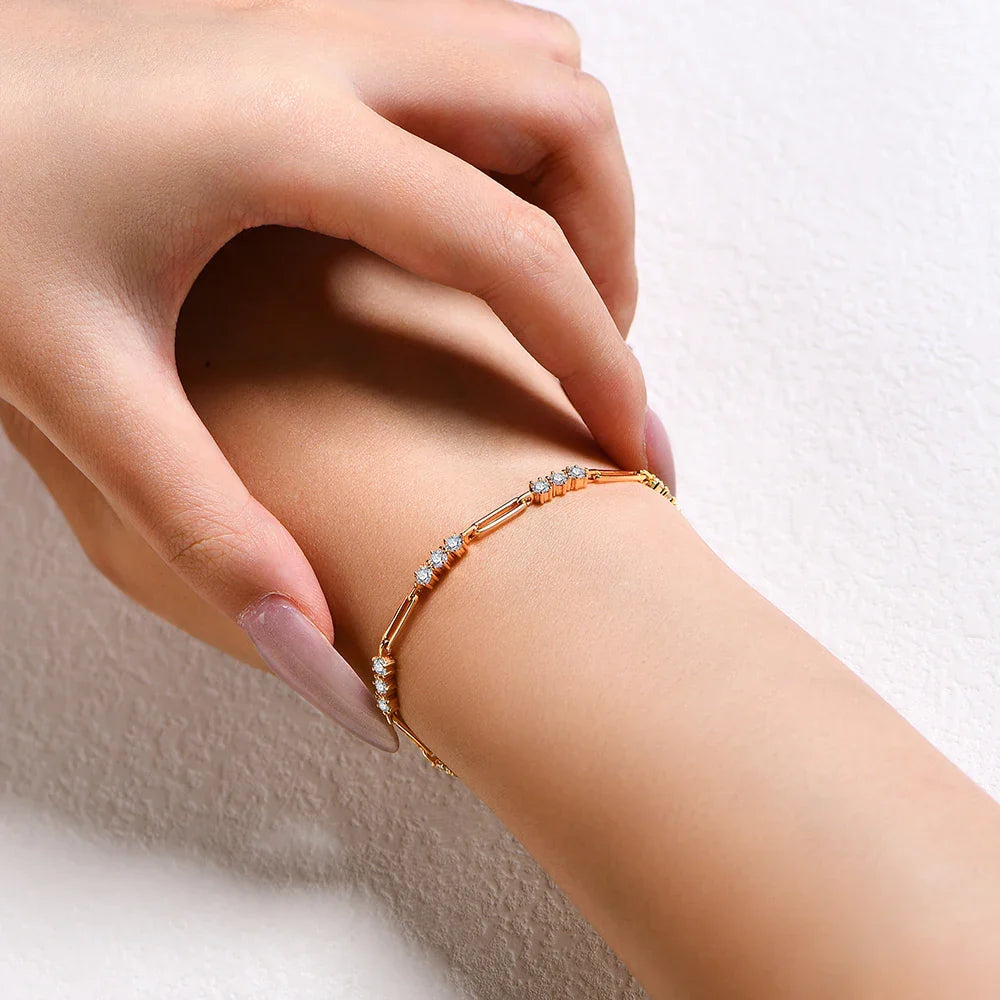 3.0mm Round Cut Moissanite Bracelets for Women Men DVVS1 Lab Diamond Real S925 Silver Engagement Wedding Jewelry 16+3cm