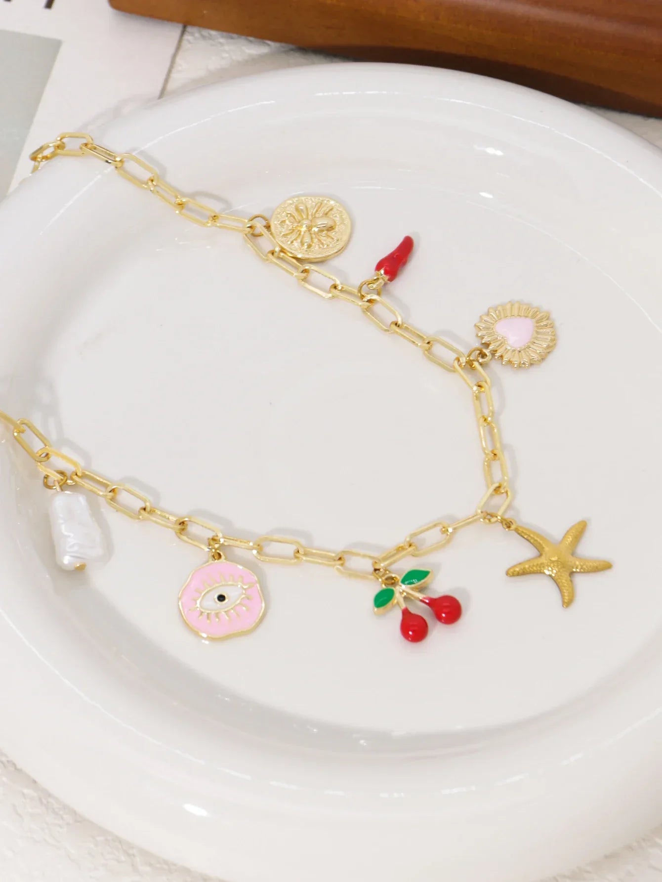 Dopamine Cherry Starfish Chili Peppe Pendant for Women Charm Chain Necklace Beach Jewelry Vacation Gift