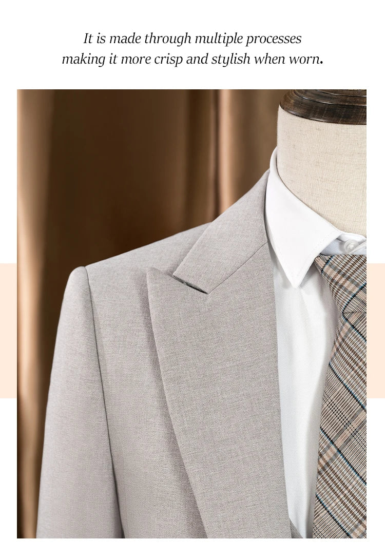high quality men suits 3 piece set elegant slim fit formal office and leisure banquet groomsman set groom's suit