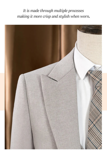 high quality men suits 3 piece set elegant slim fit formal office and leisure banquet groomsman set groom's suit