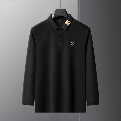 New Best-selling Spring and Autumn Men's Trendy Fashion Lapel Embroidered Long Sleeved Top Polo Shirt Sweatshirt T-shirt