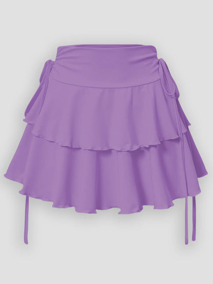 New Women Sexy Solid Mini Skirt Fashion Casual High Waist Slim Fit Elastic Waist Pleated Short Skirt