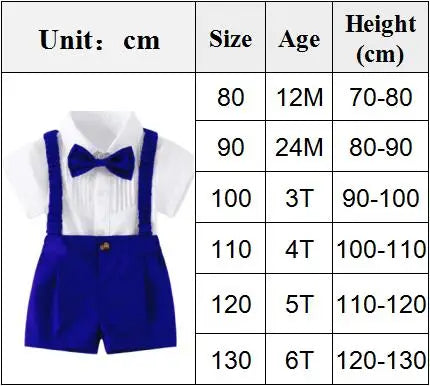 Summer Children's Clothing Short Sleeve Lapel Wrinkle Shirt with Solid Overalls Boy Gentleman Wedding Costume Cotton Kid Suit