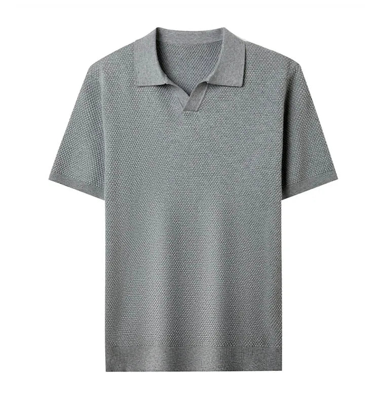 Men's Stretch 100% Cotton Polo Shirt - Pineapple Knit Seagull Collar, Breathable Short Sleeve Tee with Flexible M-4XL 6 Colors