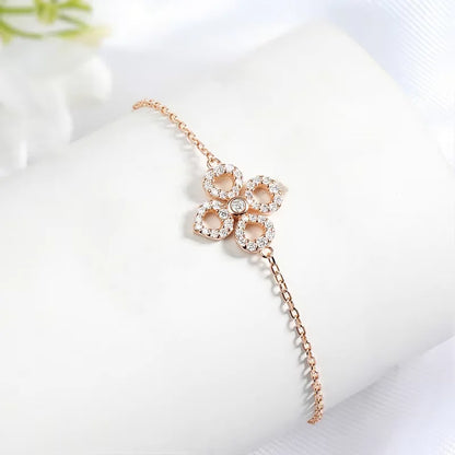 Flower Adjustable All Moissanite Bracelets for Women Girls Gift Dainty Jewelry Lab Diamond Chain Pure S925 Silver Bangle