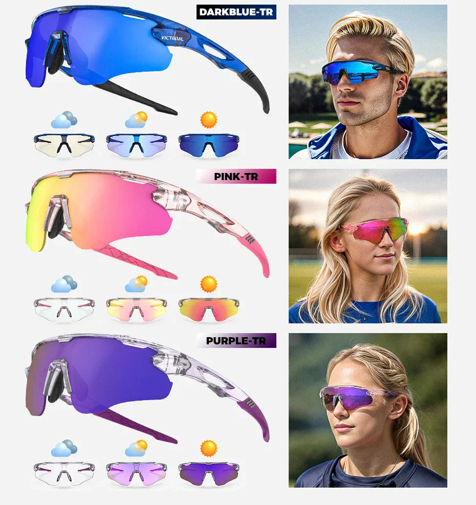 Photochromic Cycling Sunglasses for Men Women Sports UV400 Protection Bicycle Eyewear MTB Mountain Road Bike Eyeglass