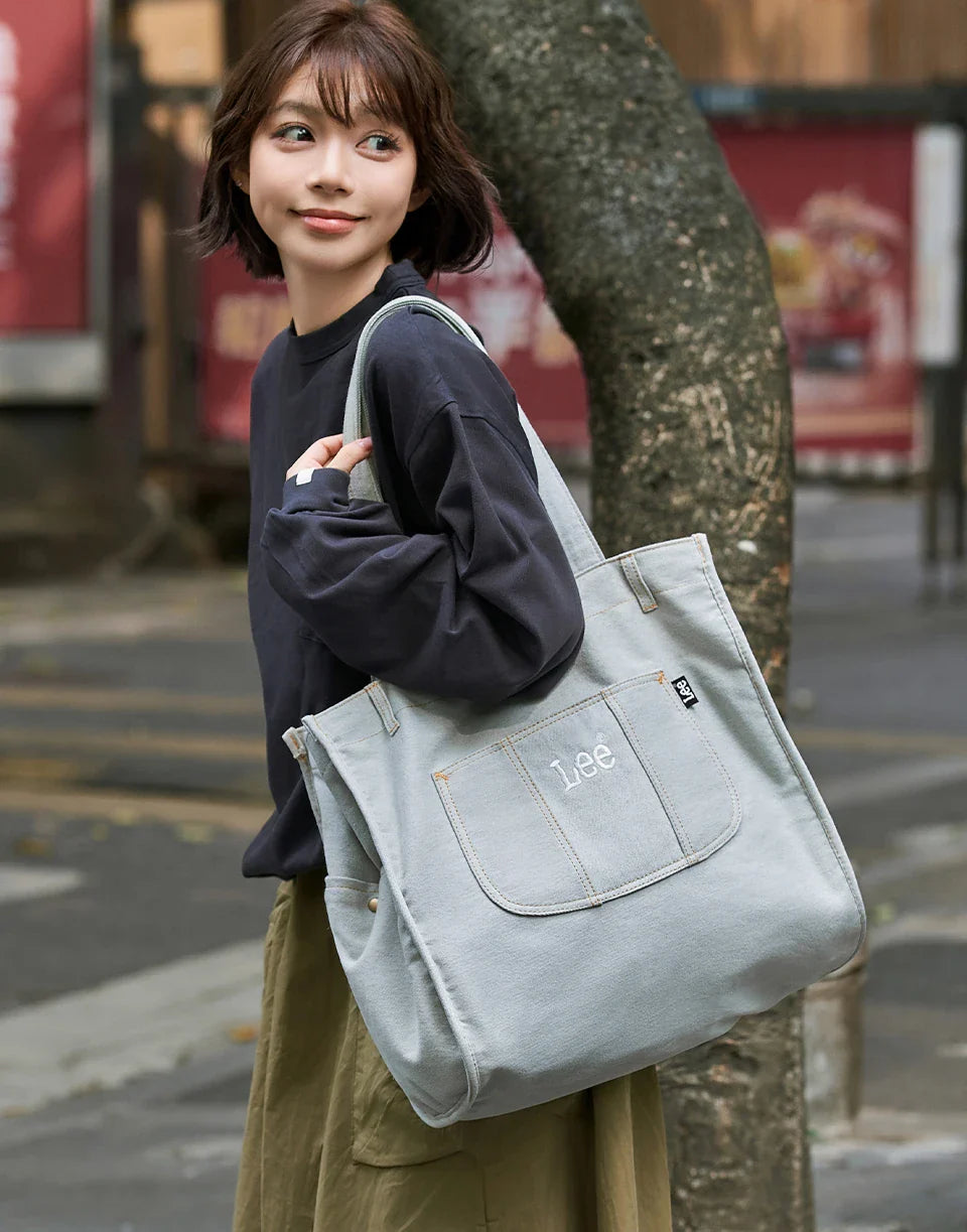 Multiple Pockets Large Capacity Denim Tote Bag Women Trend Commuting Work Shopping Ladies Jeans Handbag Utility Traveling