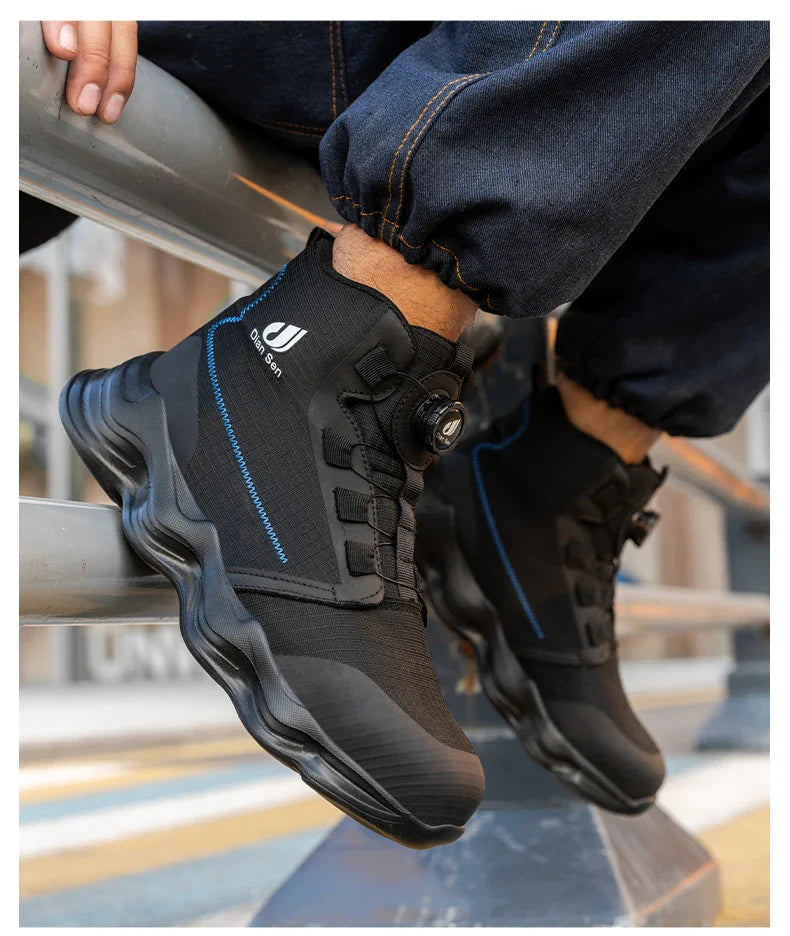 Men Safety Shoes Steel Toe Boots High Top Work Shoes Wear-resisting Slip Resistant Work Shoes Indestructible Breathable Sneakers