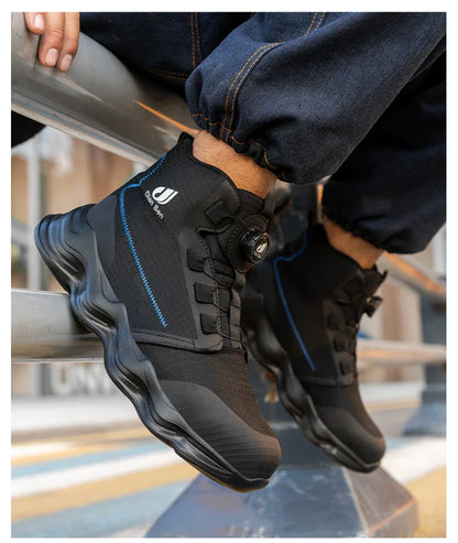 Men Safety Shoes Steel Toe Boots High Top Work Shoes Wear-resisting Slip Resistant Work Shoes Indestructible Breathable Sneakers