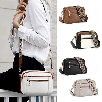 Ladies' Small Square Bag Two-tone Leather Crossbody Bag Large-capacity PU Crossbody Wallet Multi-functional Small Square Bag