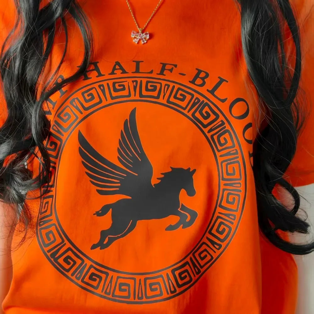 Camp Half Blood Men Women T-shirt 2 Sided TShirt Summer Greek Mythology Zeus Athena's Daughter Print Halloween Orange Tops