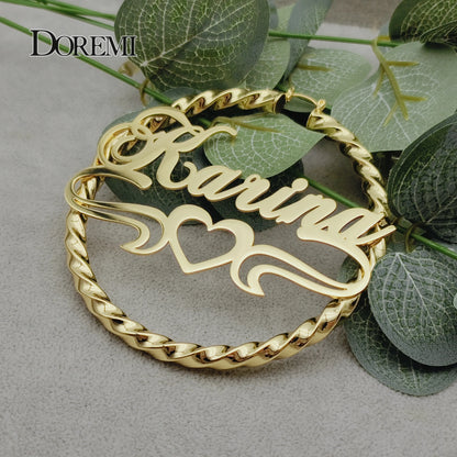 30/50/70/90MM Custom Name Earring Big Hoops Cat Character Stainless Hip Hop Style Earrings Custom Earrings for Women Gift