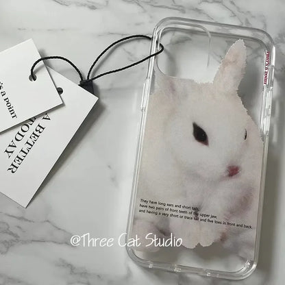 Cute Hazy Rabbit Korean INS Cartoon Phone Case For IPhone 16 15 14 13 12 11 Pro Max XR XS Max 7 8 Plus Kawaii Cover Case Funda