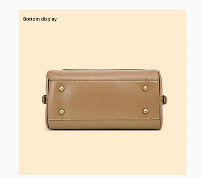 Genuine Leather Women's Handbag Cowhide Shoulder Bag Large Capacity Boston Crossbody Satchel For Fashion Bolsa Two Straps