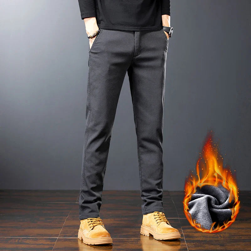 Winter Men Fleece Brand Jeans Fashion Soft Stretch Black Biker Masculino Denim Trousers Thick Velvet  Warm Pants Overalls