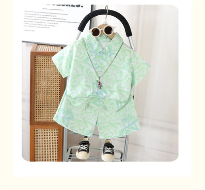 0-8Y Kids Baby Boy Clothes Summer Floral Print Sets 2Pcs Short Sleeve Shirt+Shorts Child Boy Beach Wear Casual Outfits