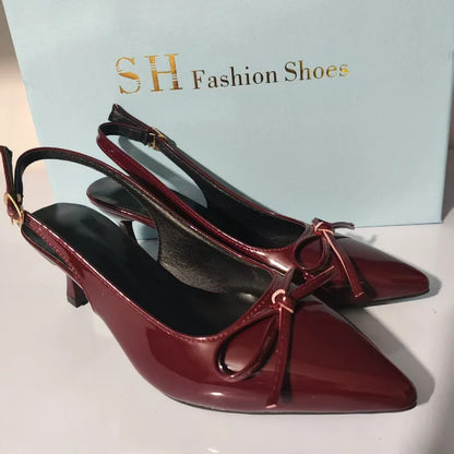 Bow Pointed Toe High Heels Sandals Women Brand Designer Shoes Fashion Slides Sexy Slingback Shoes Elegant Mules Sandals Female