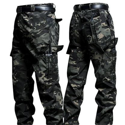 New Work Cargo Pant Men Wear-Resistant Stretch Tactical Trousers Casual Breathable Multi-Pocket Outdoor Waterproof Training Pant