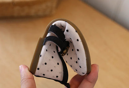 Girls' Casual Shoes, Polka Dot Mesh Princess Cute Bow Spring Summer 2026 Suitable Toddlers, Medium Large Children Wedding Party
