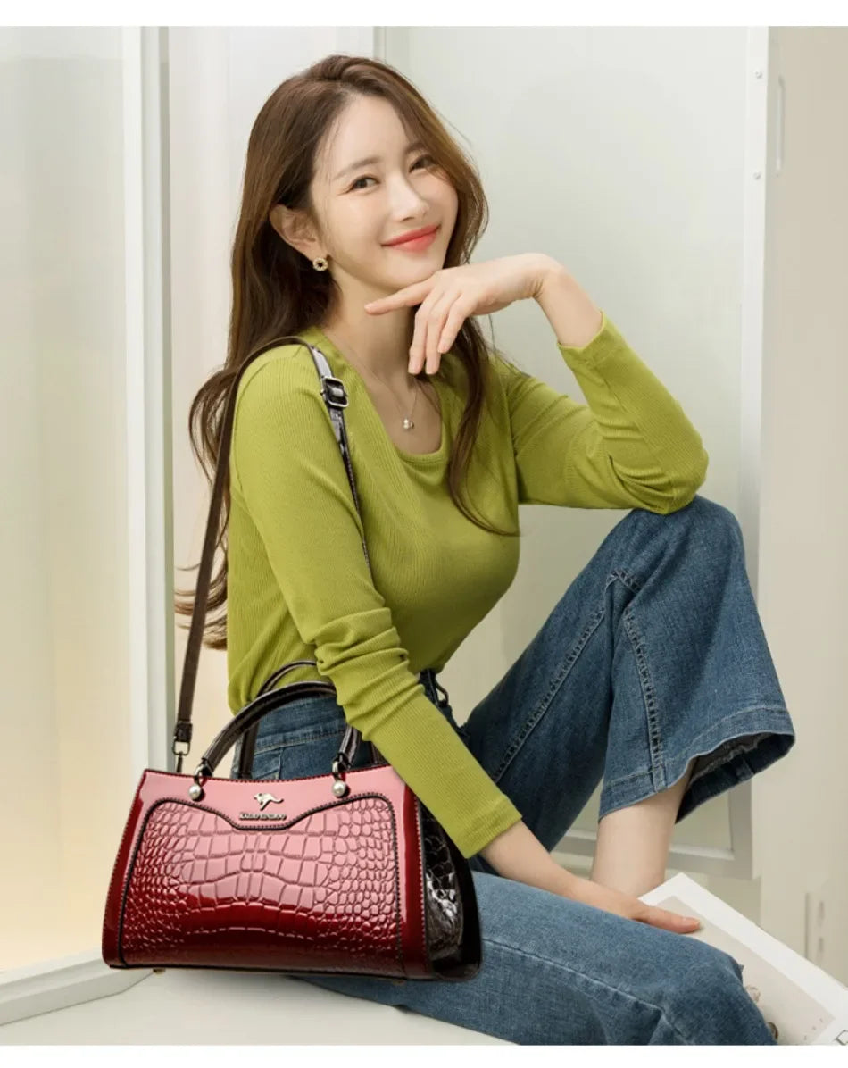 2024 Genuine High Quality  Luxury Handbag Designer Crossbody Bags for Women  Fashion Crocodile Pattern  Shoulder Bag Totes Bags