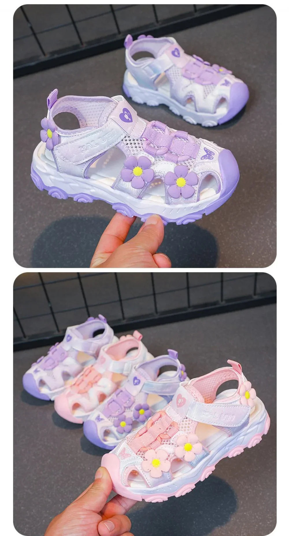Summer Sport Sandals For Girls PU Leather Waterproof Beach Running Footwear For Children  Hollow Out Teenager Kid's Sneakers