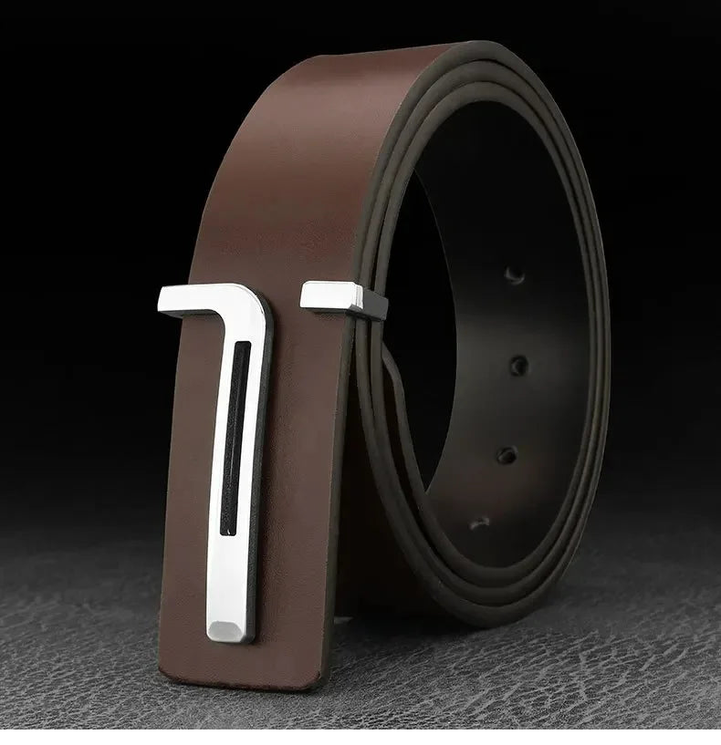 3.8cm Fashion Men's Belts High Quality Designer Luxury Famous Genuine Leather Belt Jeans Formal Cowskin Black Male Waist Strap