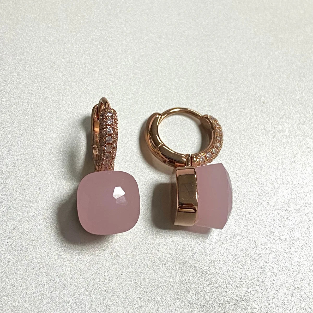 Classic Candy Color Earrings Inlay Transparent Zircon 27Colors Crystal Earrings Rose Gold Plated Fashion Jewelry For Women