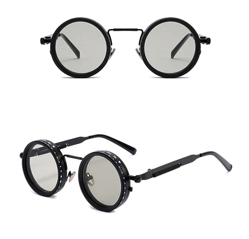 Metal Round Punk ND9-level Adjustable Dimming Sunglasses Women Polarized UV400 Fashion Men Outdoor Sun Glasses