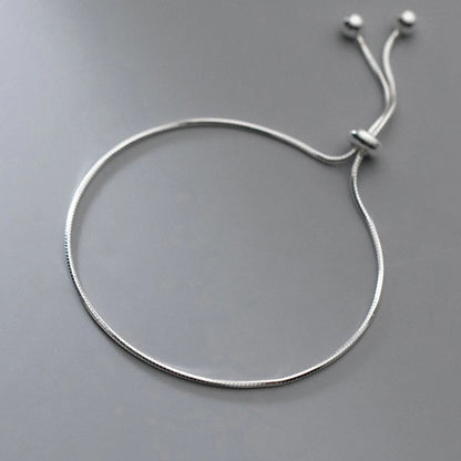 Real 925 Sterling Silver Simple Snake Link Chain Women Bracelets Adjustable Fashion Bracelet Party Jewelry Making Gift