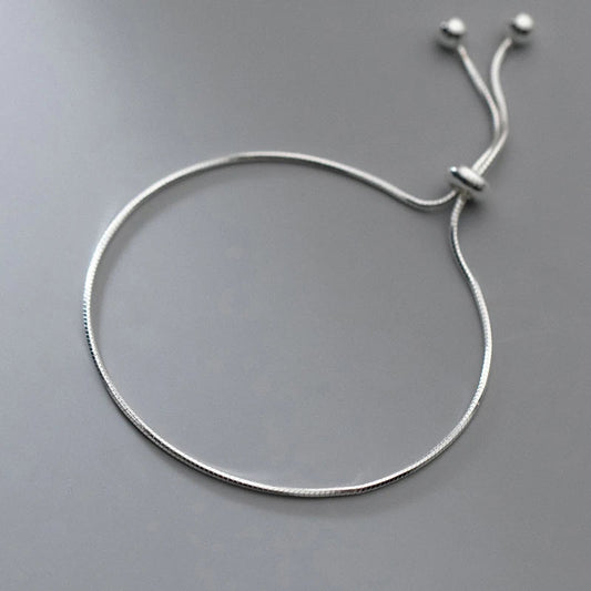 Real 925 Sterling Silver Simple Snake Link Chain Women Bracelets Adjustable Fashion Bracelet Party Jewelry Making Gift