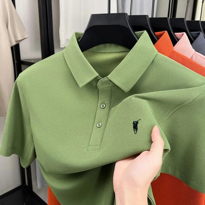 Luxury brand pony embroidery short sleeve polo shirt summer breathable solid color casual men T-shirt fashion high-end Paul top