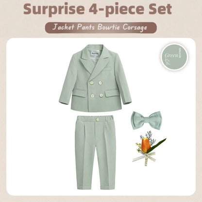 Light Blue Kids Formal Suit Set Double Breasted Design For Boys Elegant Occasion Wear Ideal For Wedding Recital Graduation