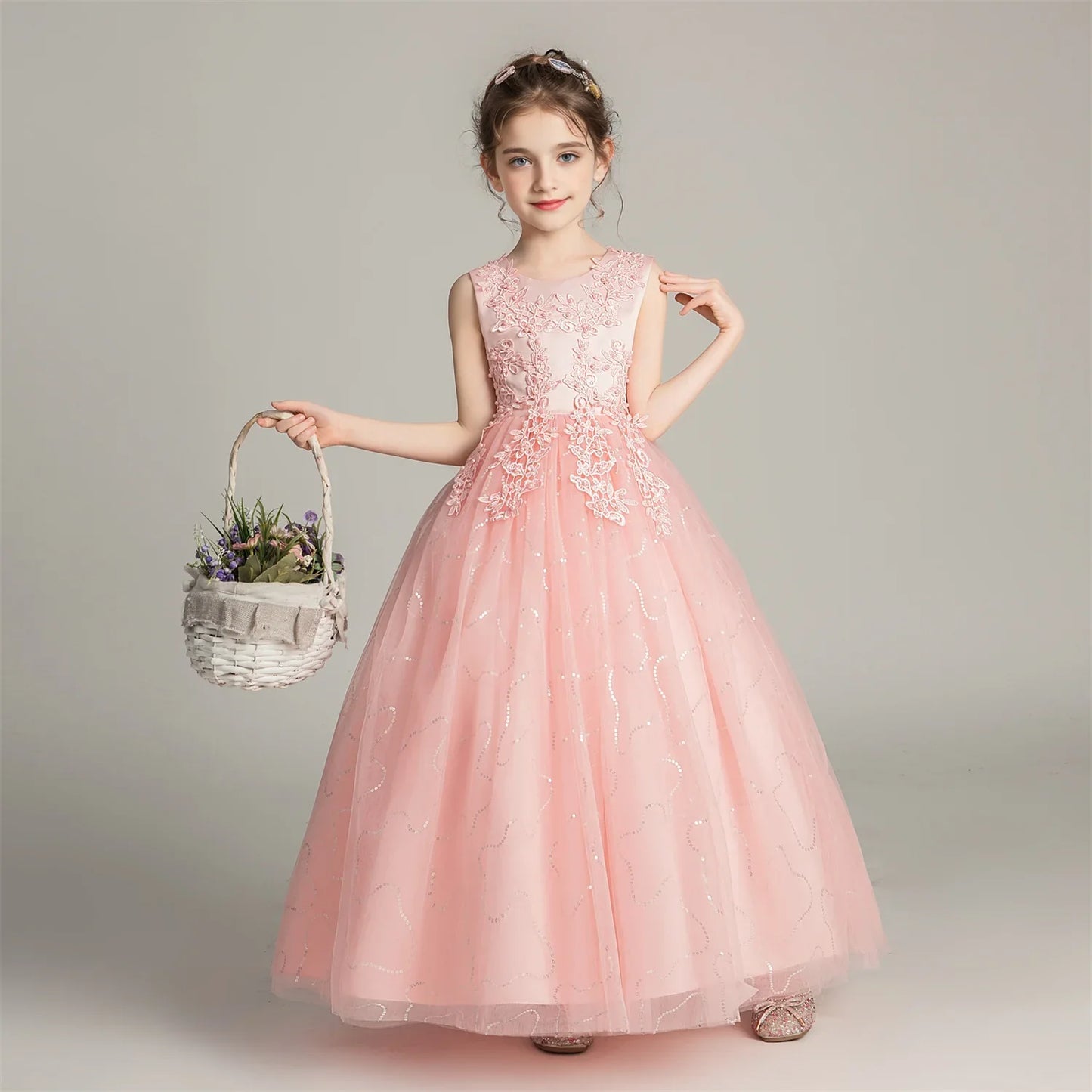 Kids Dresses For Girls Lace Dress Gown Princess Clothes Children Formal Evening Party Flower Girls Wedding Vestidois