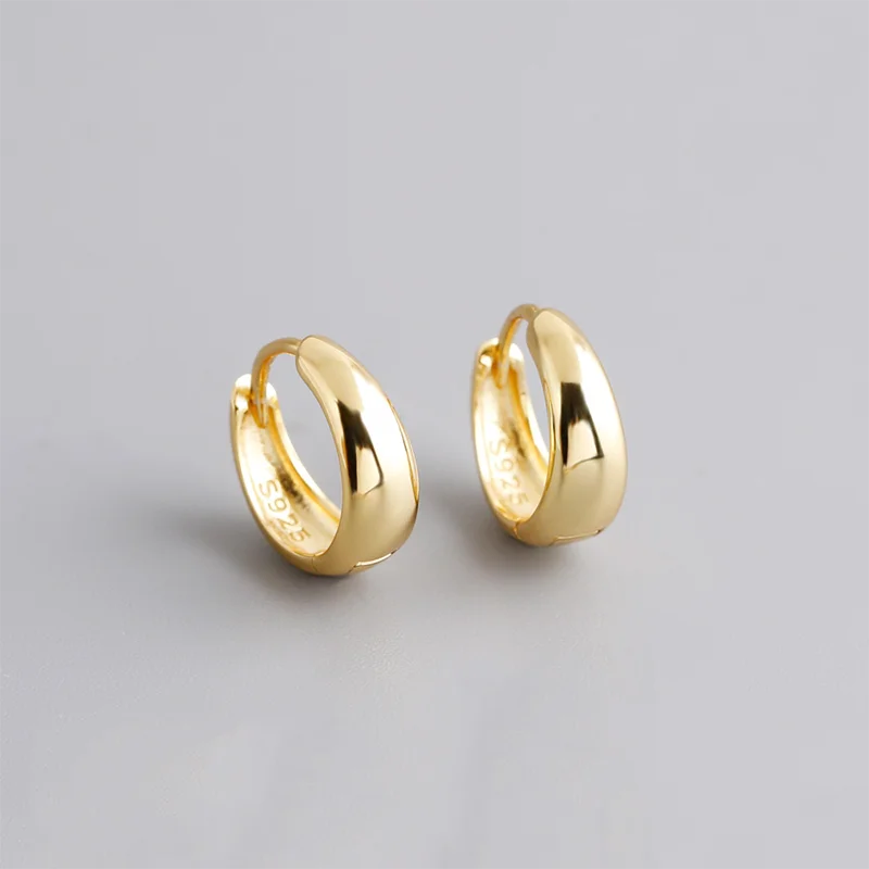 925 Sterling Silver Premium Matte Minimalism Unisex Huggies Ear Hoops Earrings for Women Gothic Piercing Men's Jewelry