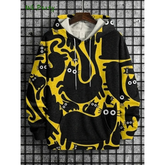 Desenho animado Gato Dinossauro Estampa 3D Moletons Masculino Feminino Moda Moletom Oversized Vintage Casaco Roupas Masculinas Moletom Unissex