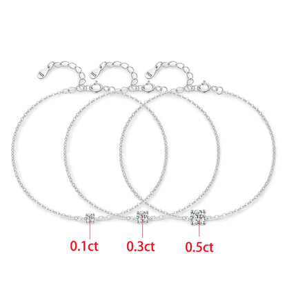 Trendy 0.1-0.5CT Moissanite Bracelets for Women Elegant Lab Diamond Adjustable Chain 925 Sterling Silver Wedding Jewelry