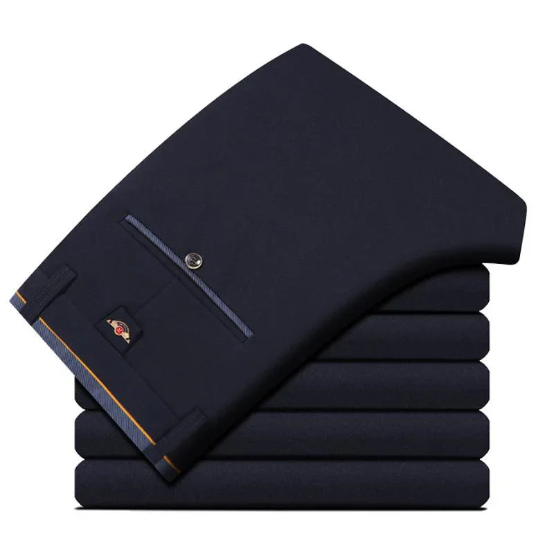 Men's Spring Summer Fashion Business Casual Long Pants Suit Pants Male Elastic Straight Formal Trousers Plus Big Size 28-40