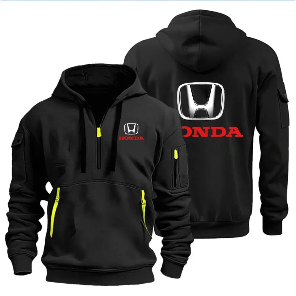 Autumn and Winter Men's Honda Logo Print Casual Hoodie Sportswear Fleece Warm Jacket Suit Shirt Outdoor Racing Fan Clothing