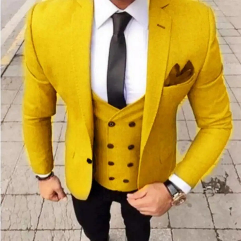 Men's Fashion Brown Slim Fit 3-Piece Suit Set with Blazer Vest Pants - Casual Wedding Prom Business Groom Tuxedo Clothing